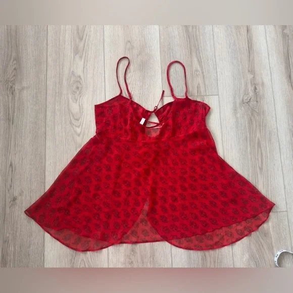 Vintage Victoria's Secret Red Floral Sheer Top 💋♥️ - Picture 6 of 6
